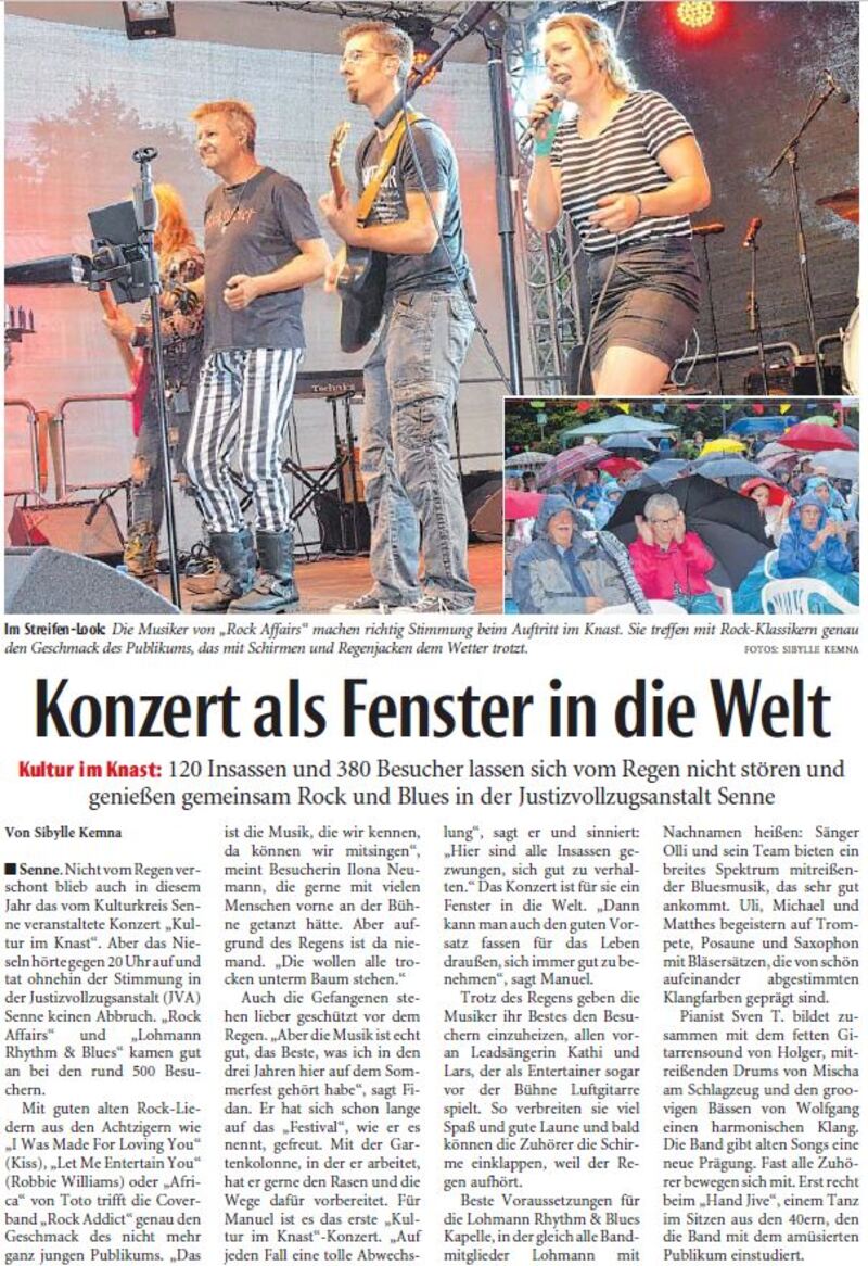 Zeitungsartikel Neue Westfälische vom 31.08.2018 Konzert als Fenster in die Welt