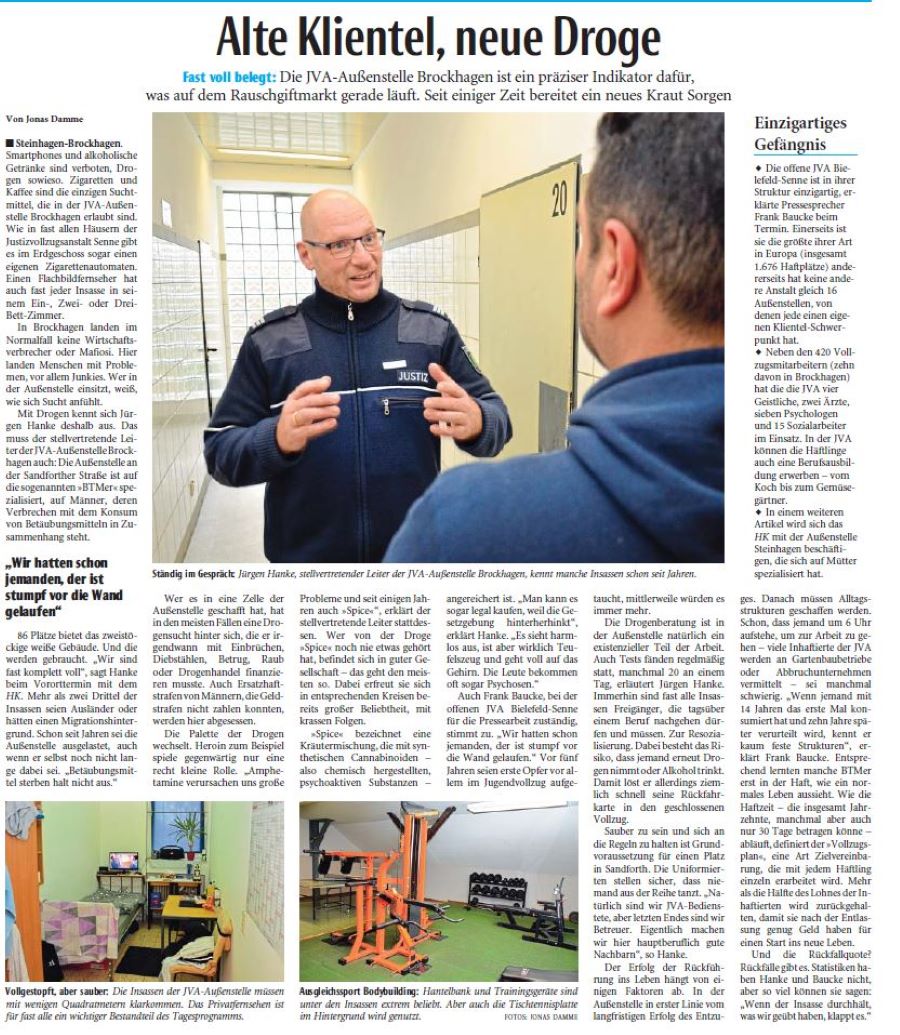 Zeitungsartikel Haller Kreisblatt vom 12.01.2019 Altes Klientel, neue Droge