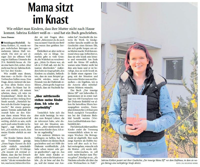 Zeitungsartikel Haller Kreisblatt vom 24.04.2021 Mama sitzt im Knast