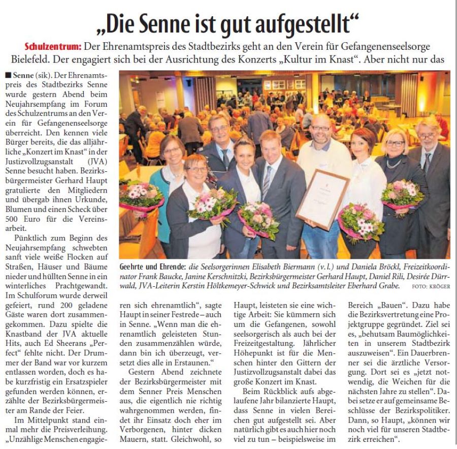 Zeitungsartikel Neue Westfälische vom 26.01.2019 Die Senne ist gut aufgestellt